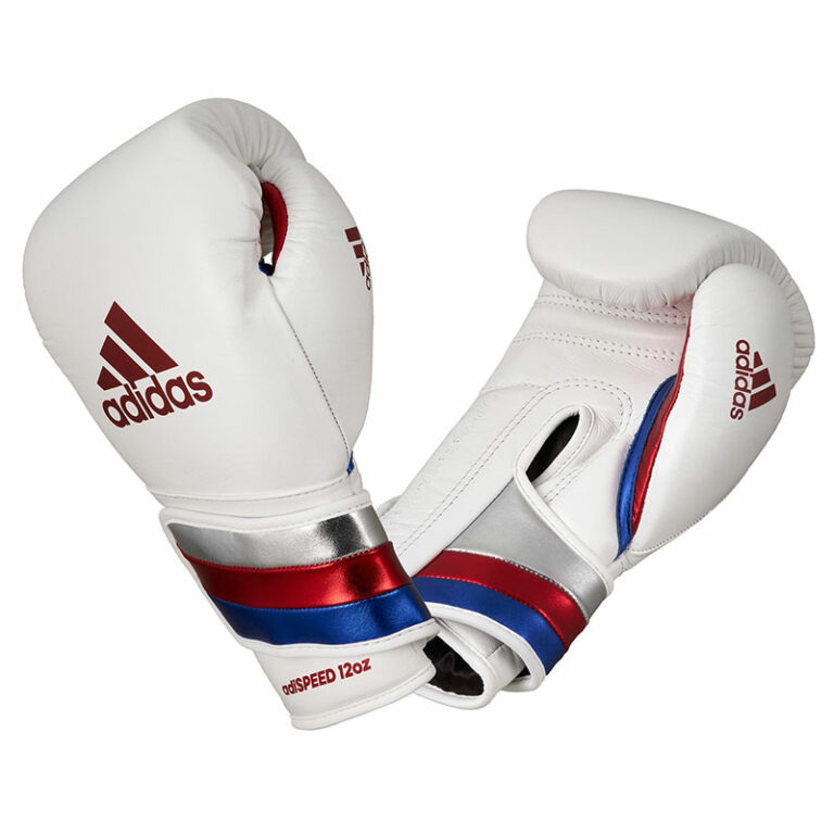 Adidas-Boxhandschuhe-Adispeed-strap-up,-weiß-blau-rot,-ADISBG501PRO,-12---16-oz